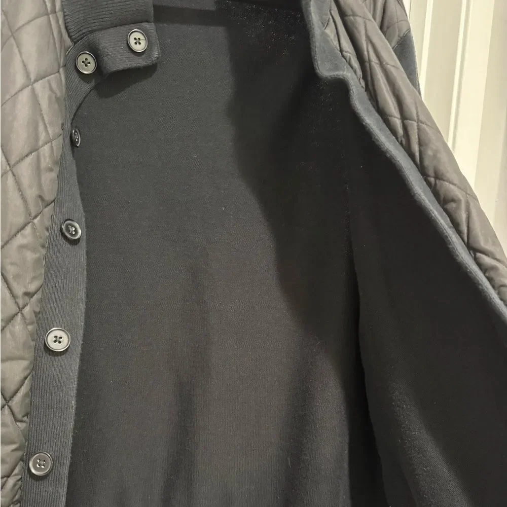 Banana Republic Men’s Sweater Jacket Black Quilted High Neck Medium Button Down